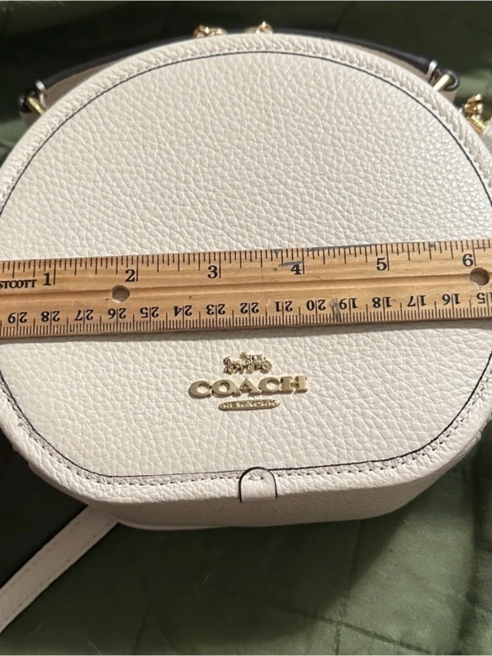 Coach White Round Crossbody Bag with Gold Logo